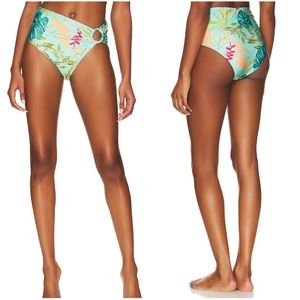 PatBo Tropicalia Mid Rise Bikini Bottom | Size L | NWT | Island Blue | Side Ring